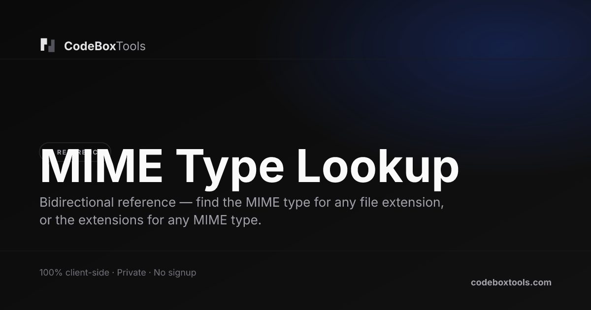Mime Reference MIME Type Lookup Online — Free Extension to MIME Reference